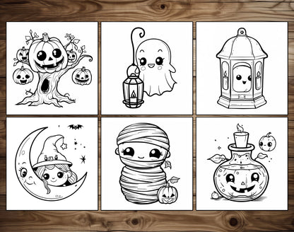 65 Cozy Halloween Simple Coloring Pages - Instant Download - Printable PDF – preview 4