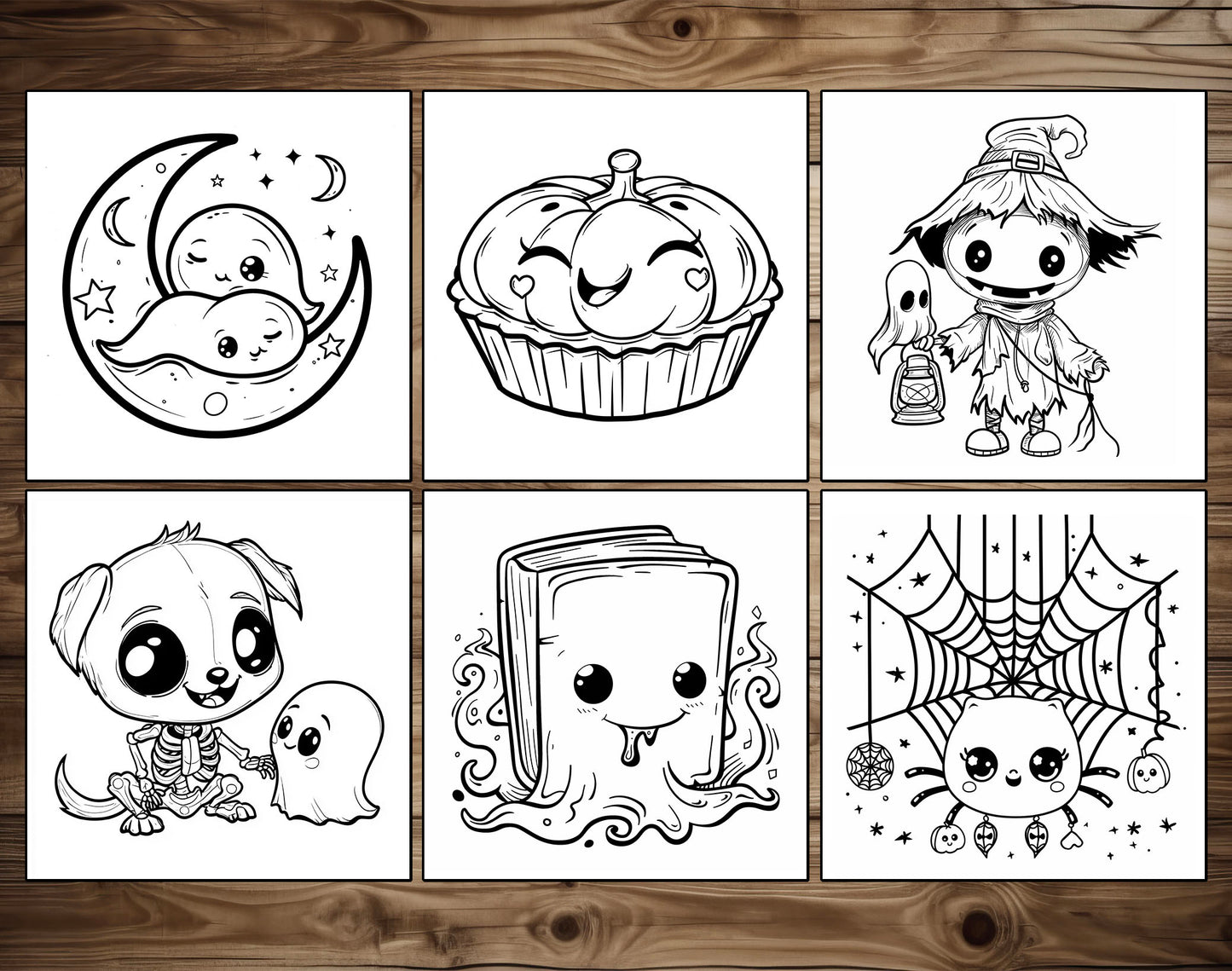 65 Cozy Halloween Simple Coloring Pages - Instant Download - Printable PDF – preview 5