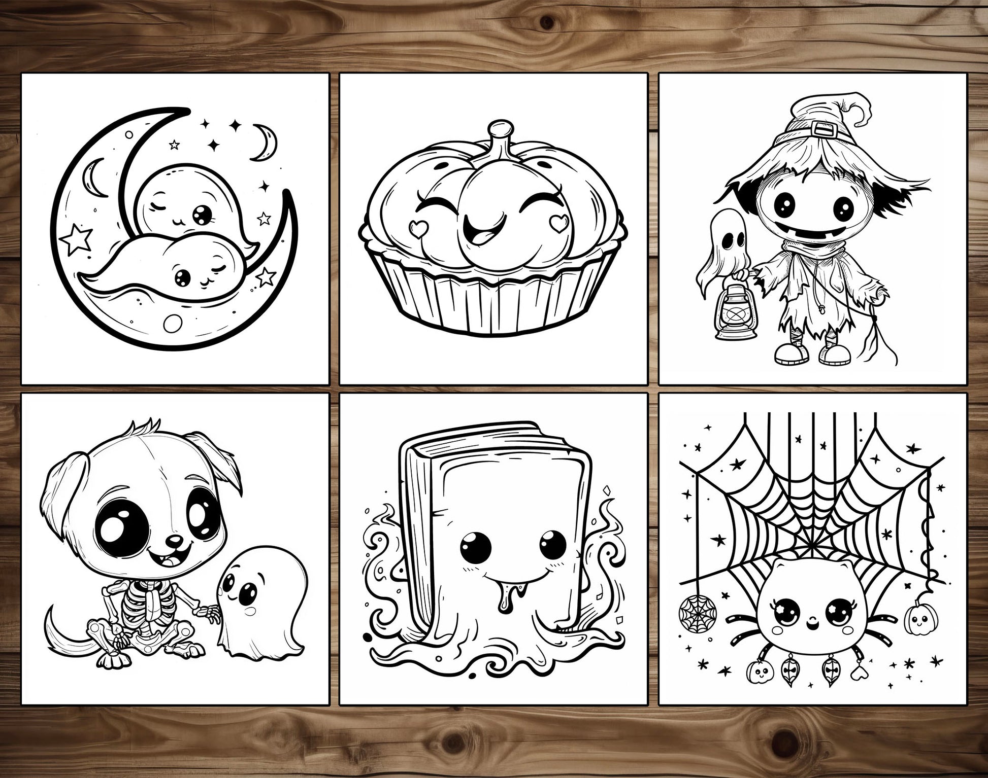65 Cozy Halloween Simple Coloring Pages - Instant Download - Printable PDF – preview 5
