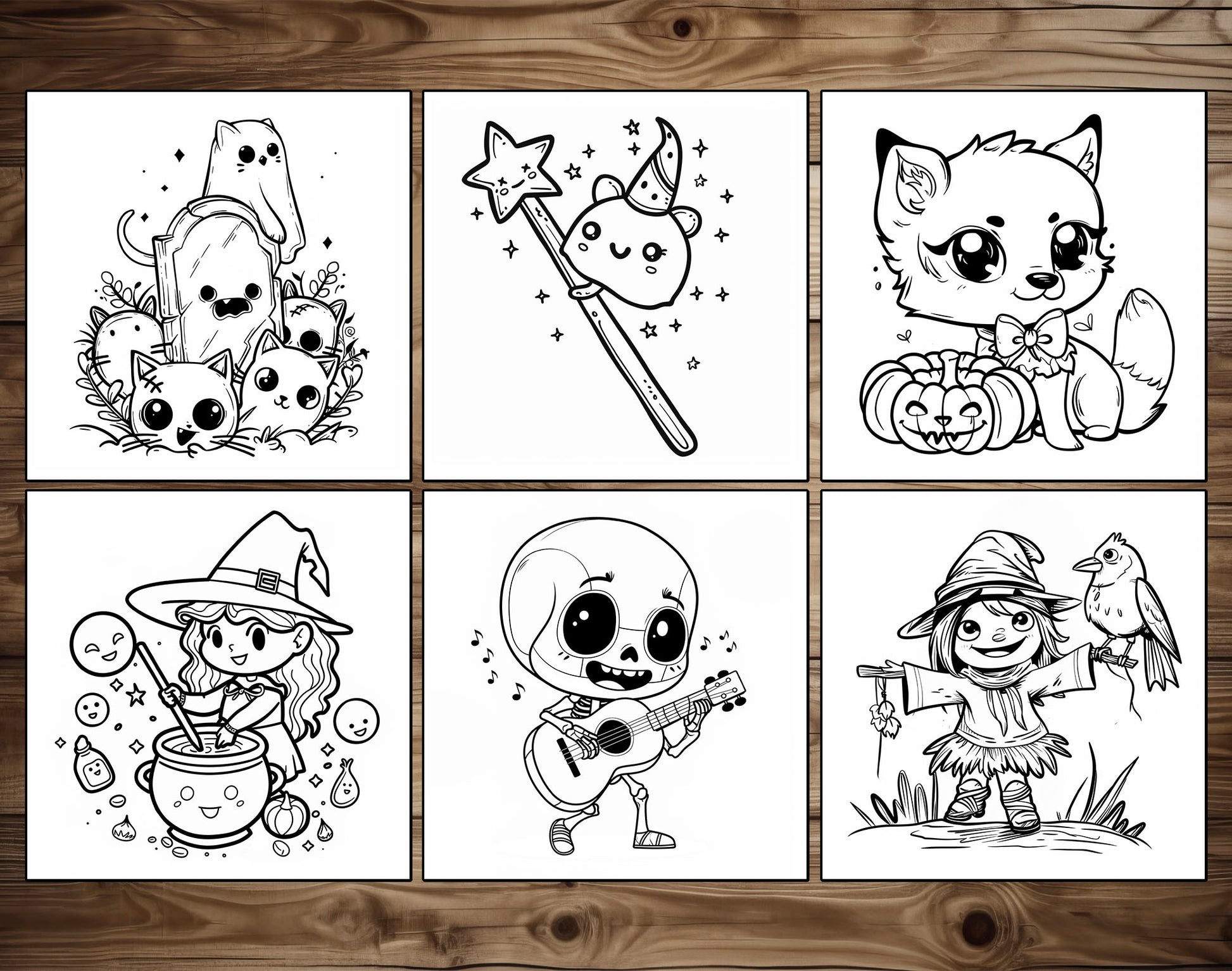 65 Cozy Halloween Simple Coloring Pages - Instant Download - Printable PDF – preview 6