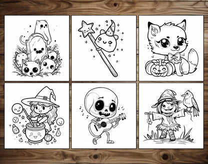 65 Cozy Halloween Simple Coloring Pages - Instant Download - Printable PDF – preview 6