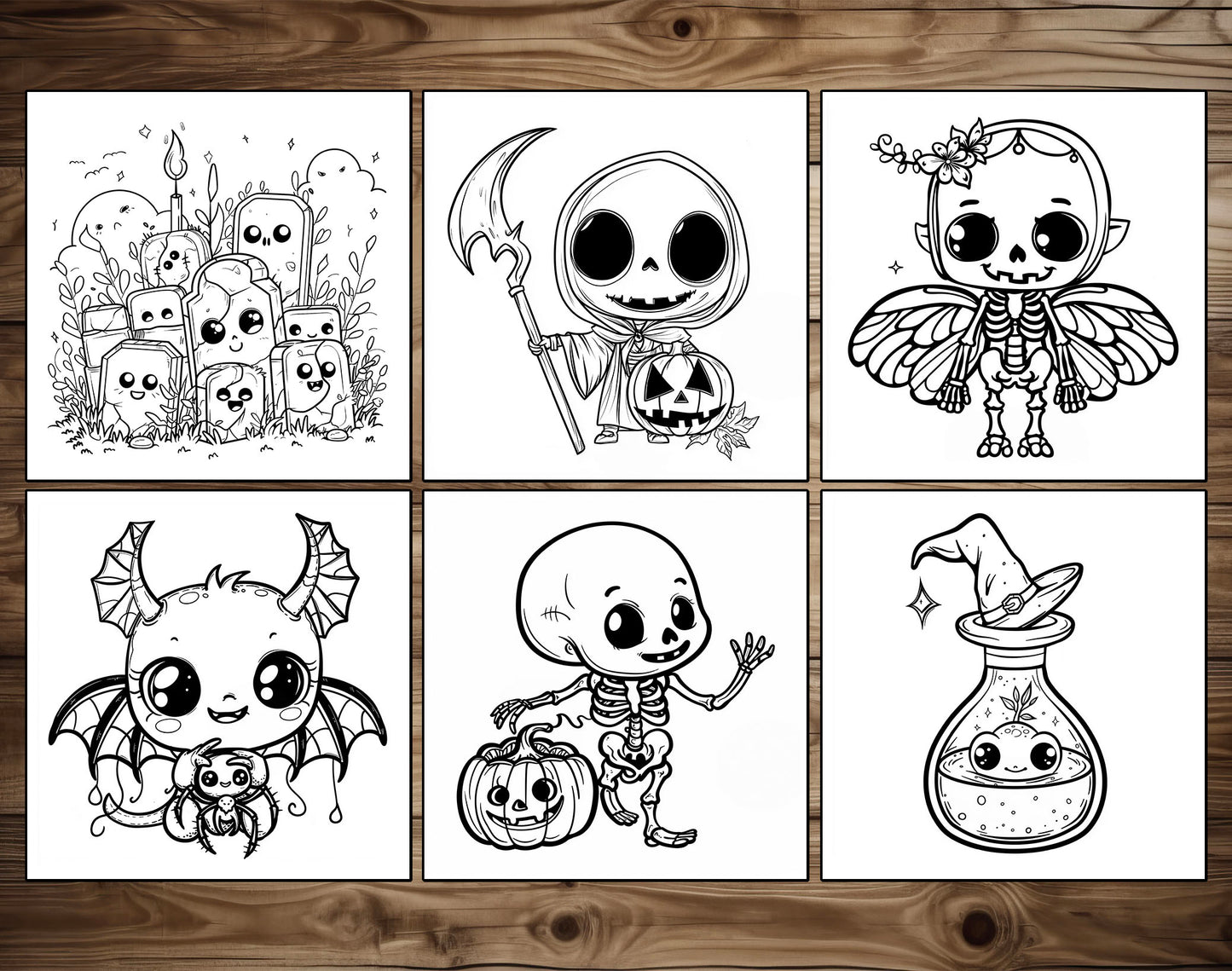 65 Cozy Halloween Simple Coloring Pages - Instant Download - Printable PDF – preview 7