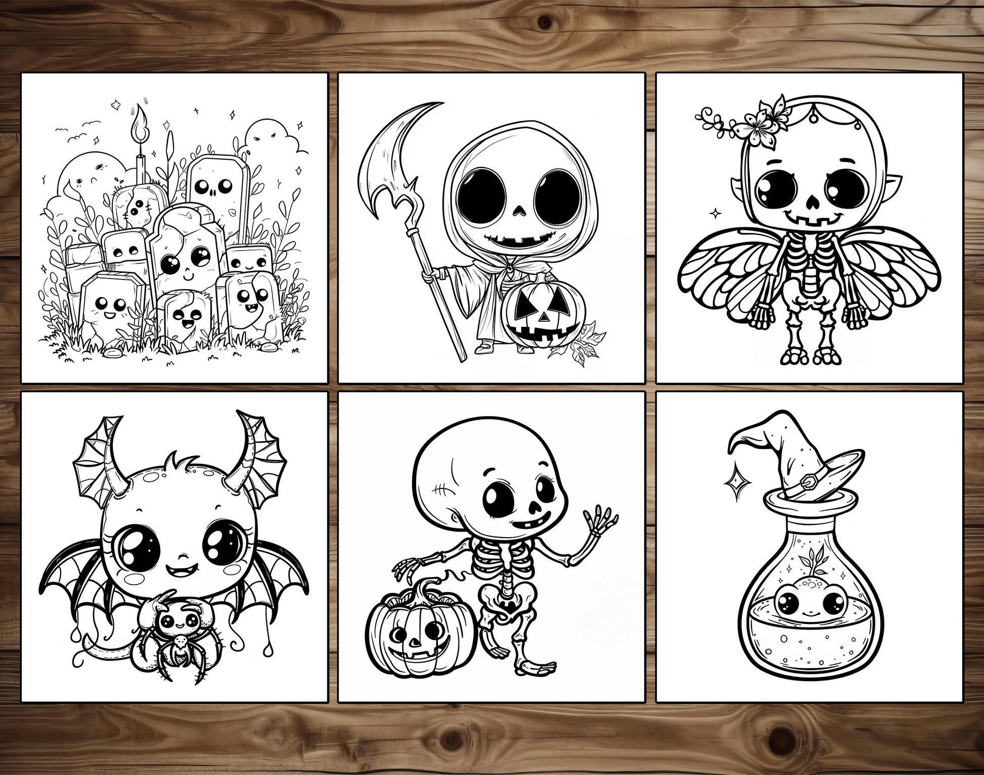 65 Cozy Halloween Simple Coloring Pages - Instant Download - Printable PDF – preview 7