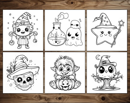 65 Cozy Halloween Simple Coloring Pages - Instant Download - Printable PDF – preview 8