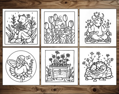 65 Fantasy Spring Bold & Easy Coloring Pages - PDF Download – preview 3