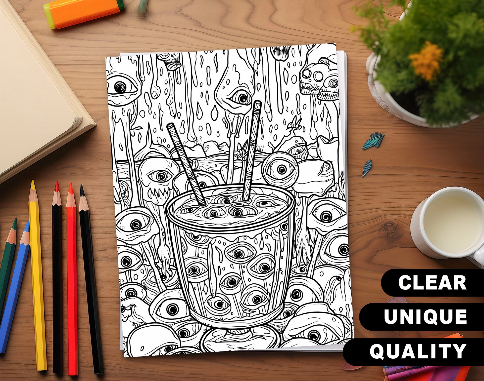 65 Spooky Dessert Halloween Coloring Pages - Instant Download - Printable PDF – preview 3