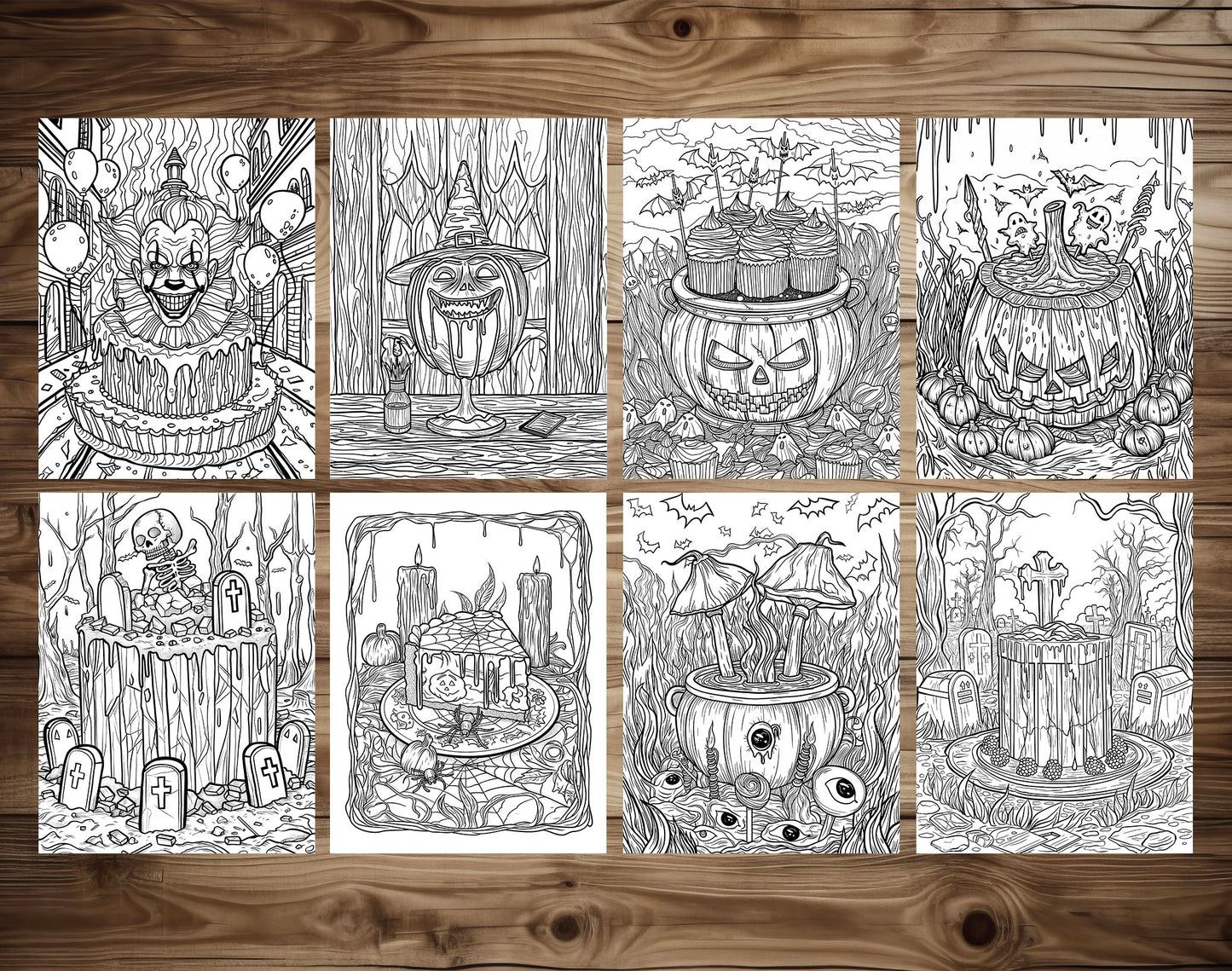 65 Spooky Dessert Halloween Coloring Pages - Instant Download - Printable PDF – preview 4