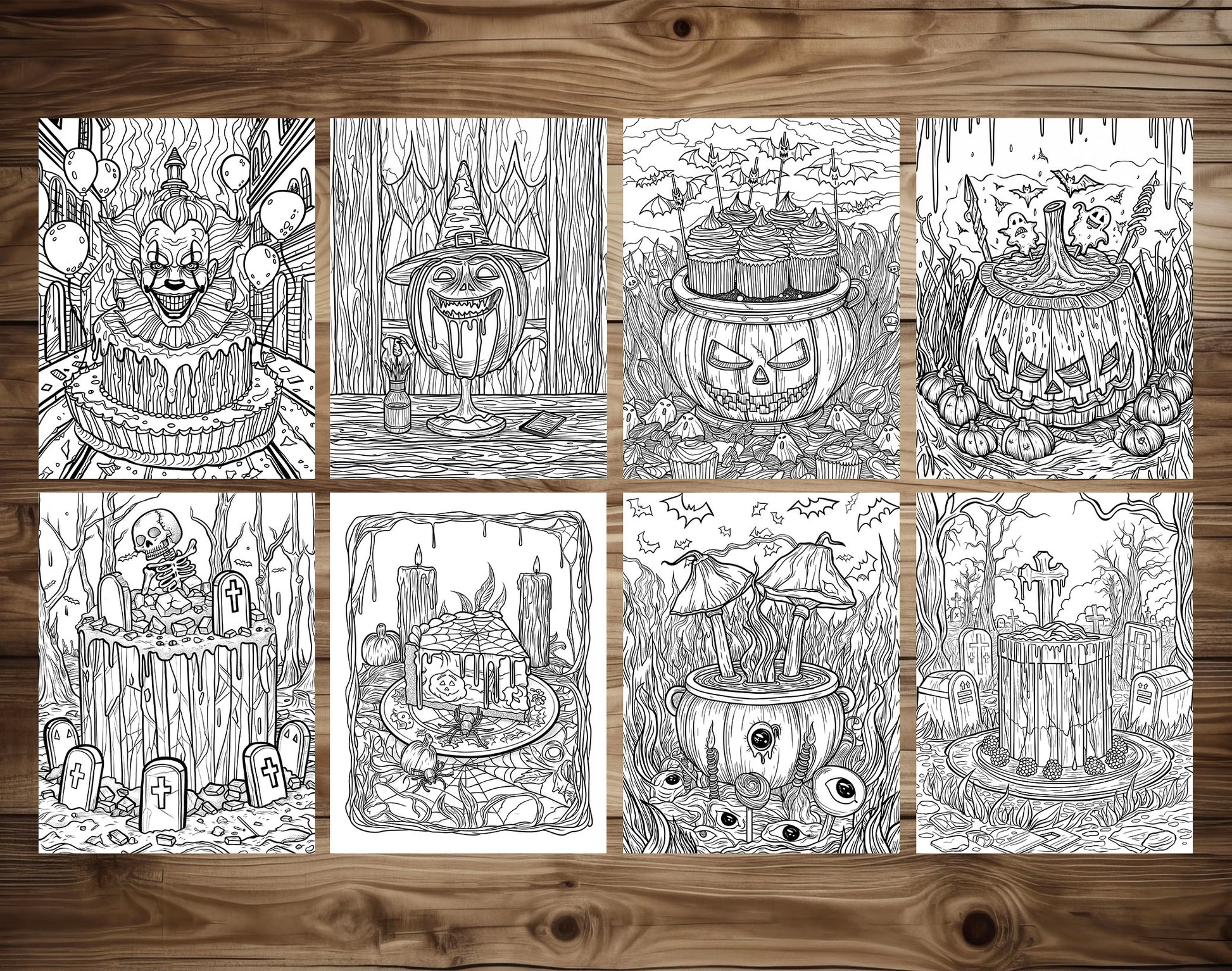 65 Spooky Dessert Halloween Coloring Pages - Instant Download - Printable PDF – preview 4
