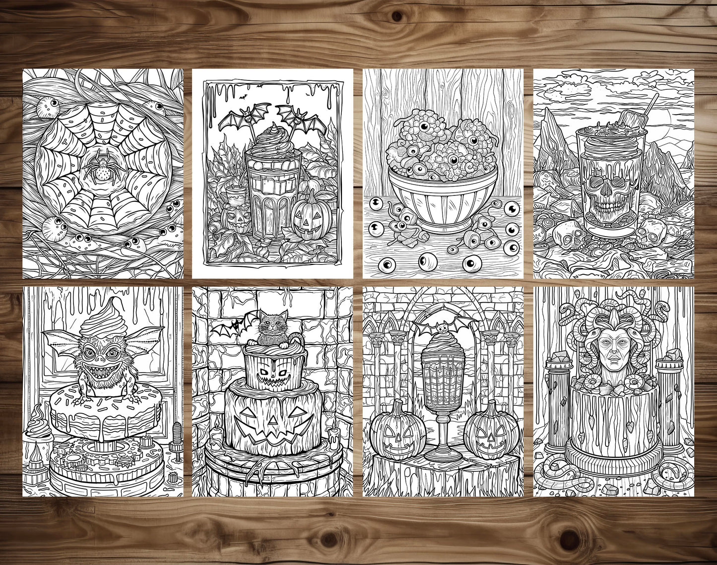 65 Spooky Dessert Halloween Coloring Pages - Instant Download - Printable PDF – preview 6