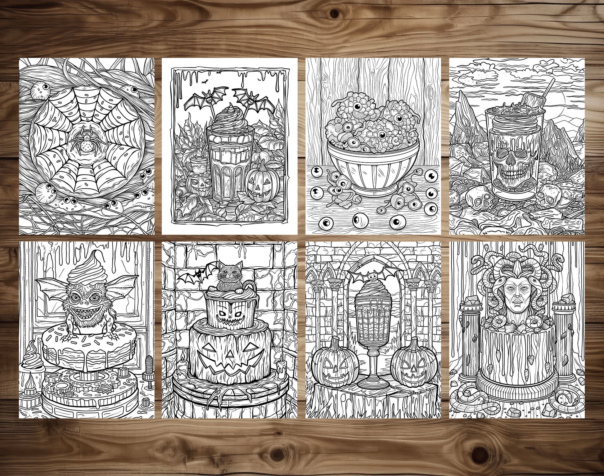 65 Spooky Dessert Halloween Coloring Pages - Instant Download - Printable PDF – preview 6