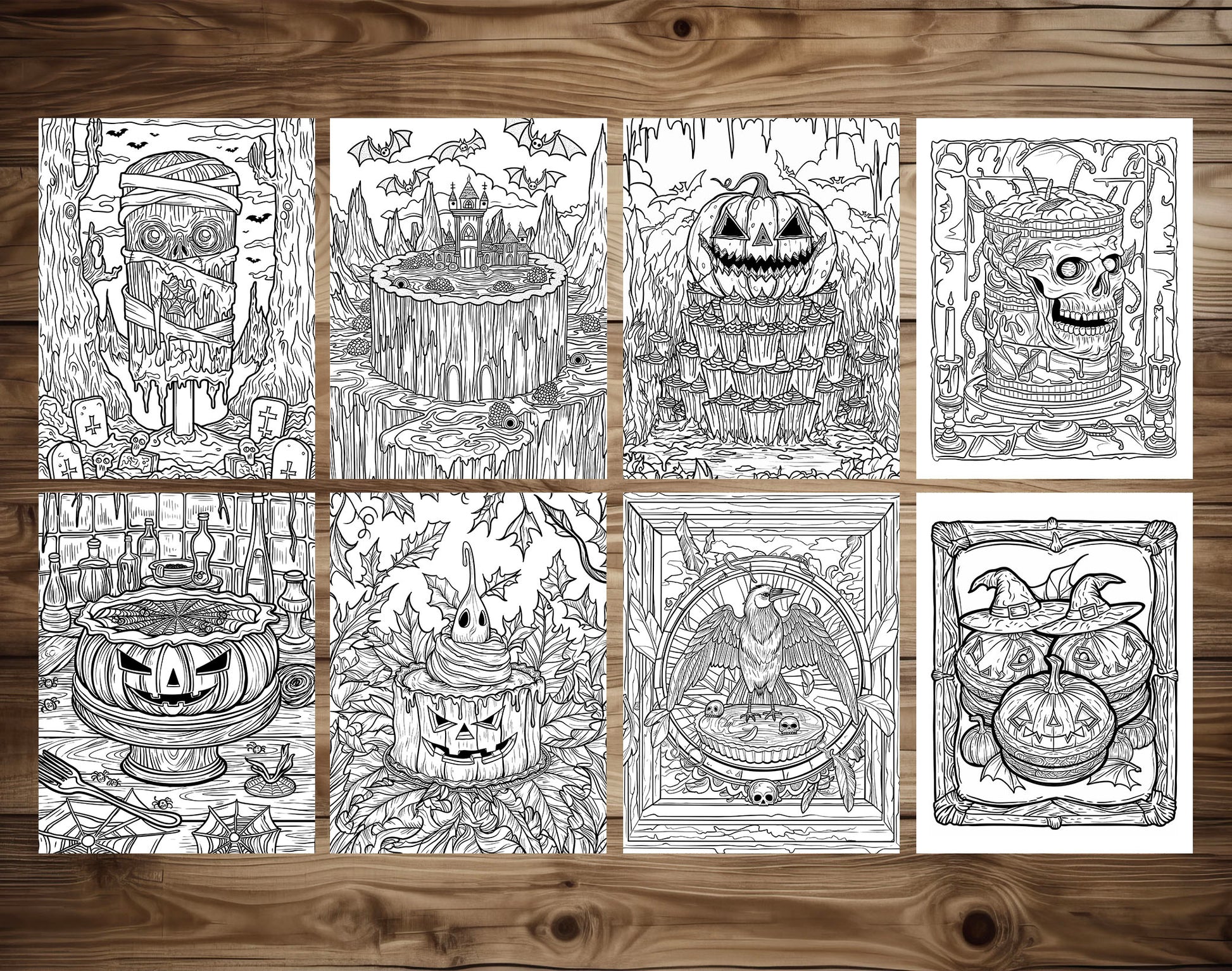 65 Spooky Dessert Halloween Coloring Pages - Instant Download - Printable PDF – preview 7