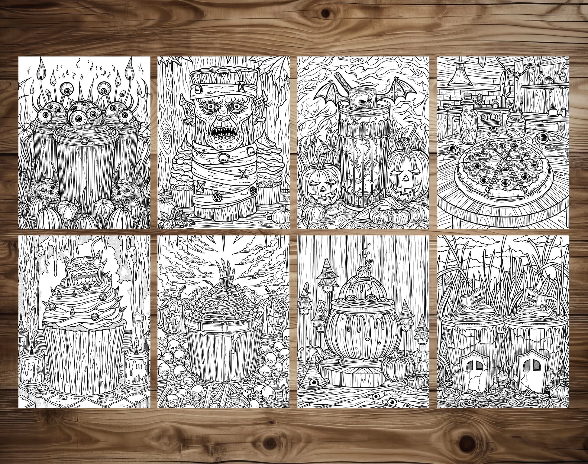 65 Spooky Dessert Halloween Coloring Pages - Instant Download - Printable PDF – preview 8