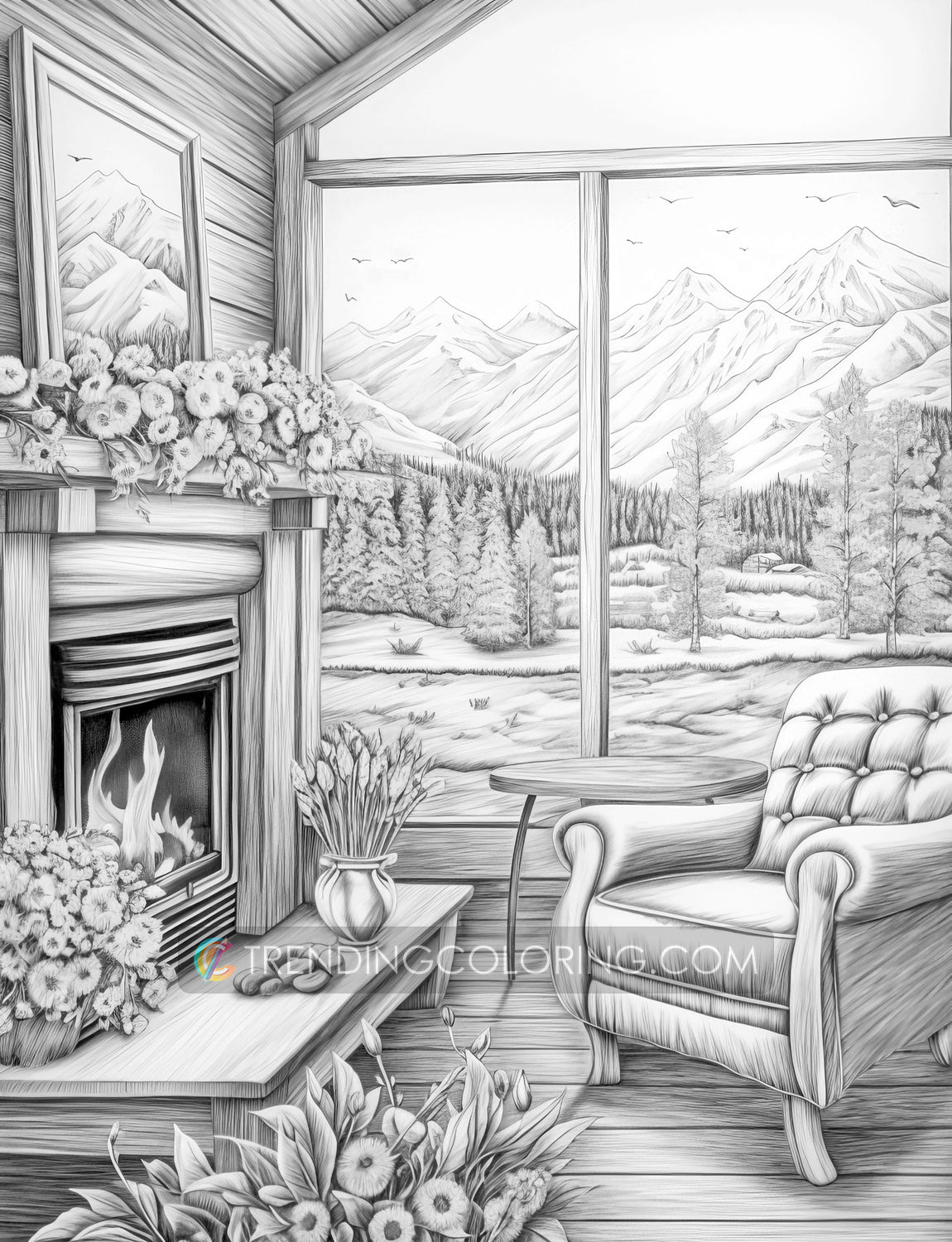 60 Autumn Charm Grayscale Coloring Pages - Instant Download - Printable PDF