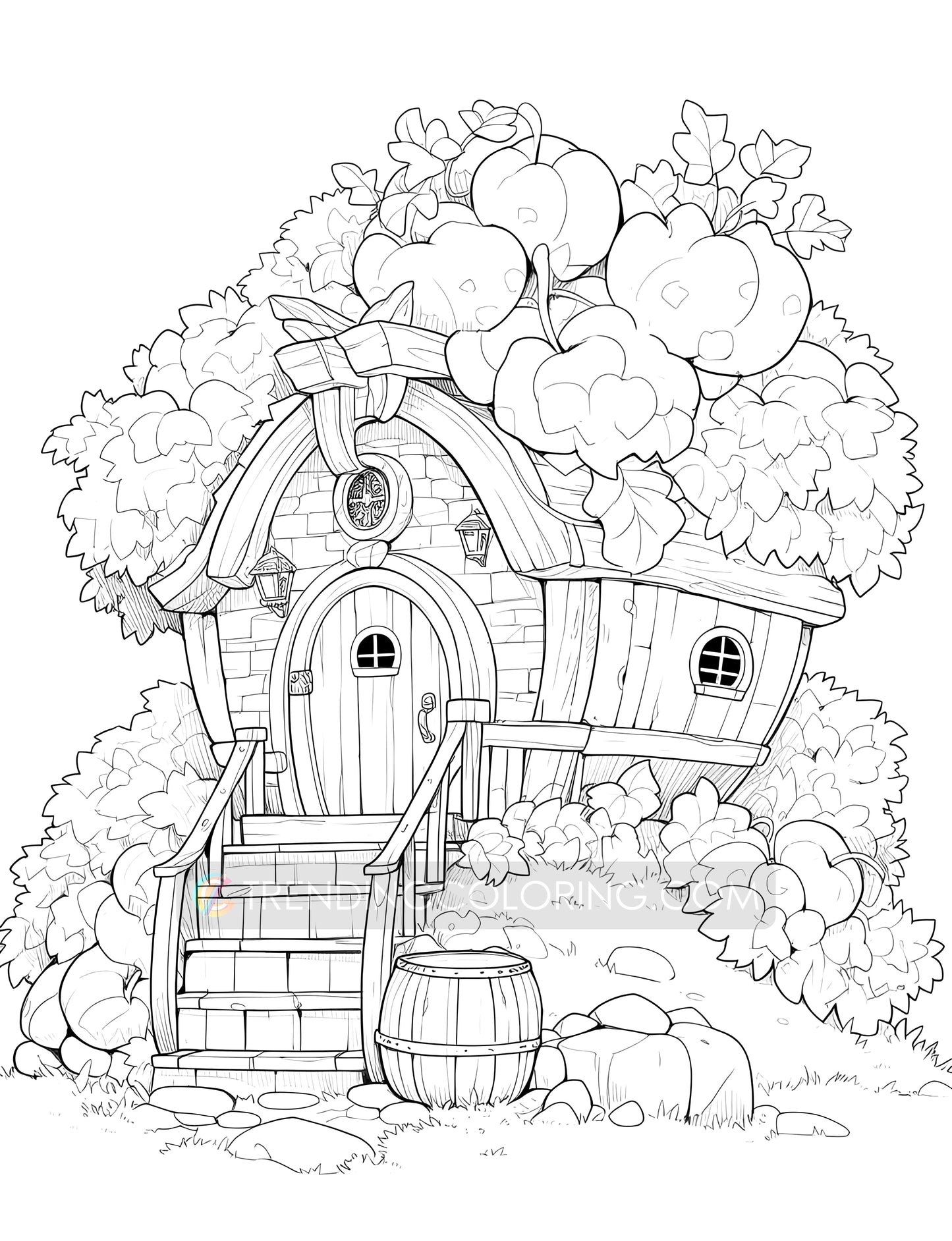 50 Pumpkin Fairy House Coloring Pages - Instant Download - Printable PDF