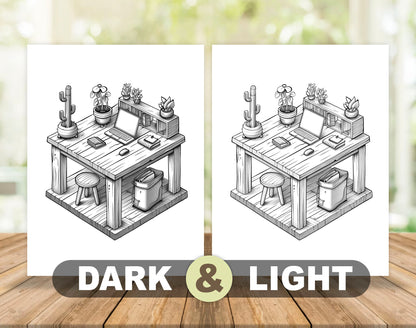 70 Diverse 3D Object Grayscale Coloring Pages - Instant Download - Printable PDF Dark/Light – preview 4