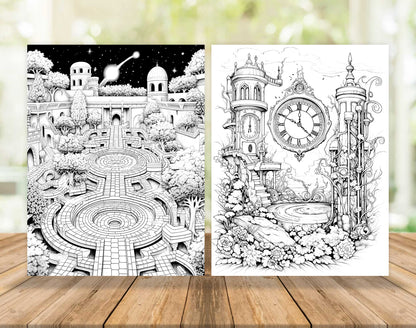 70 Enchanted Multiverse Coloring Pages - Instant Download - Printable PDF – preview 4
