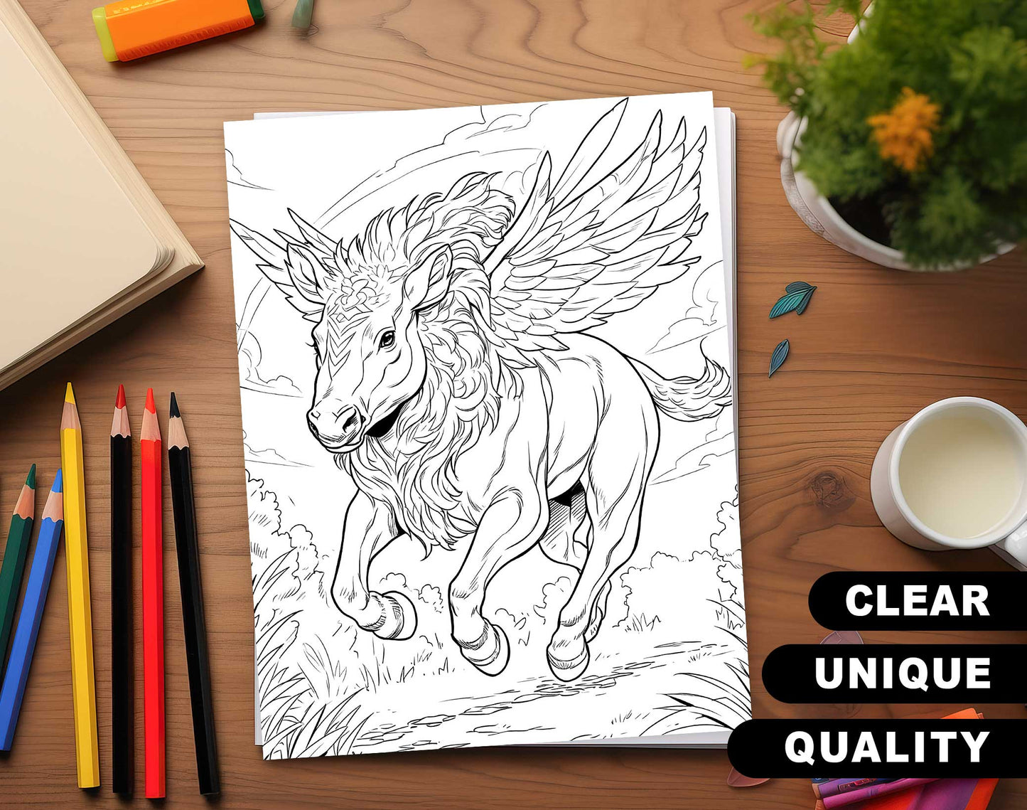 70 Fairy Animal Coloring Pages - Instant Download - Printable PDF – preview 3