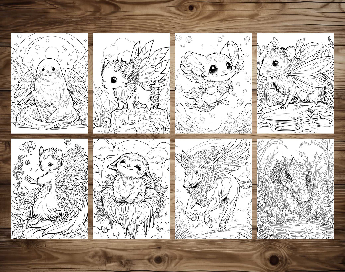 70 Fairy Animal Coloring Pages - Instant Download - Printable PDF – preview 5