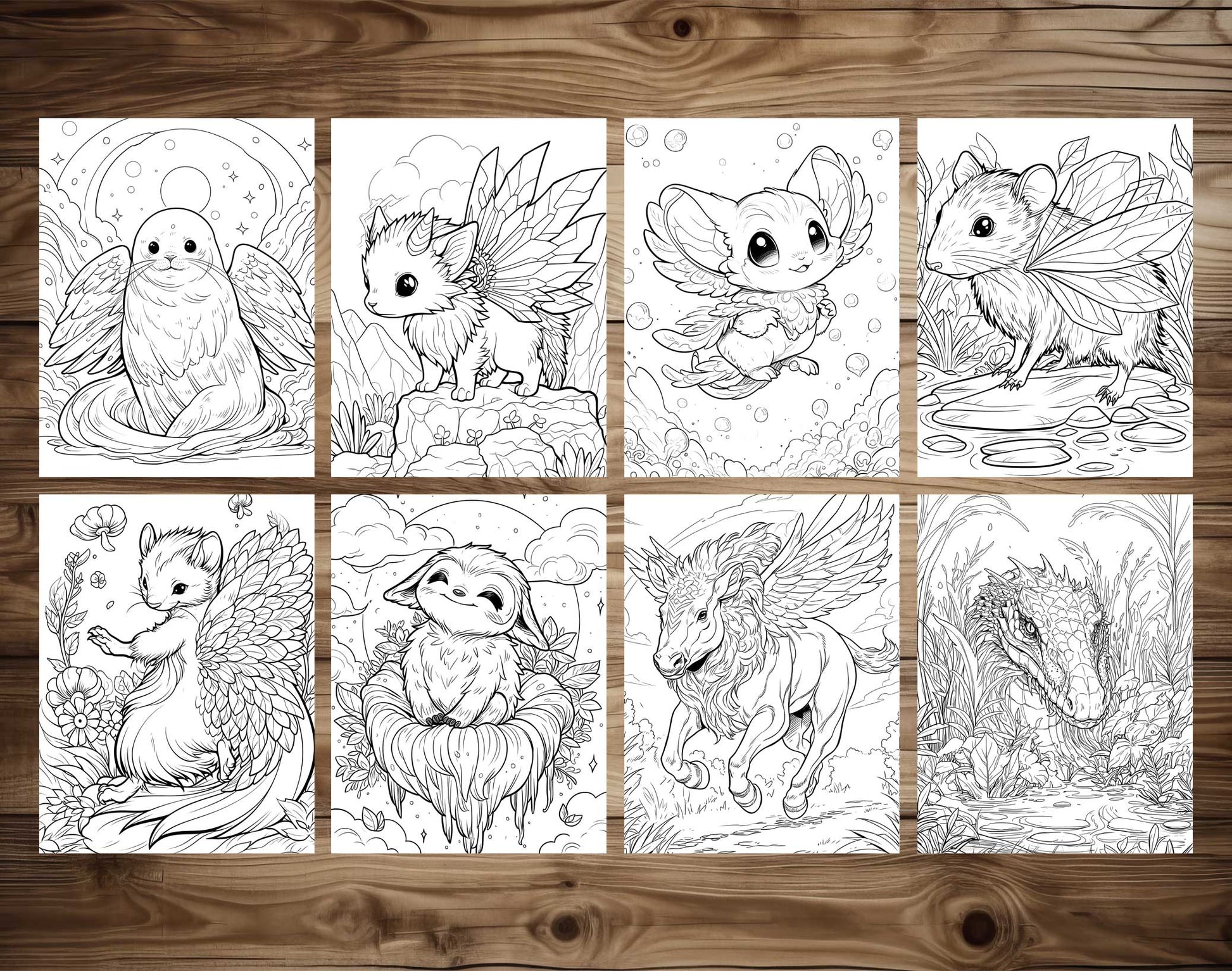 70 Fairy Animal Coloring Pages - Instant Download - Printable PDF – preview 5