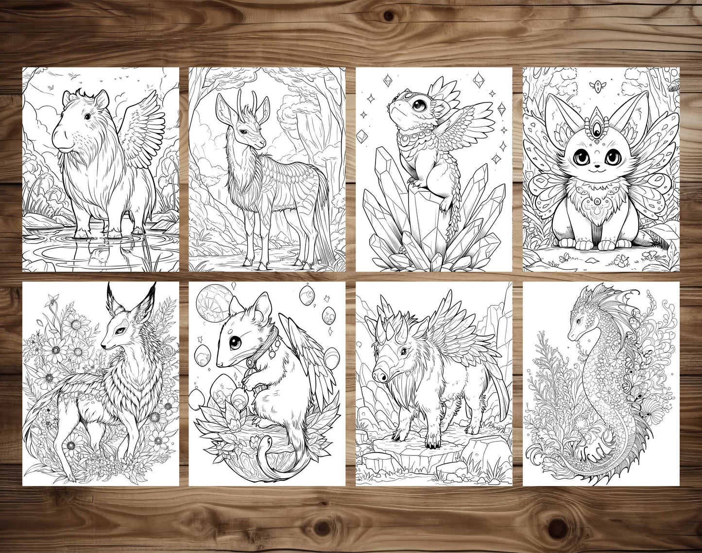 70 Fairy Animal Coloring Pages - Instant Download - Printable PDF – preview 6