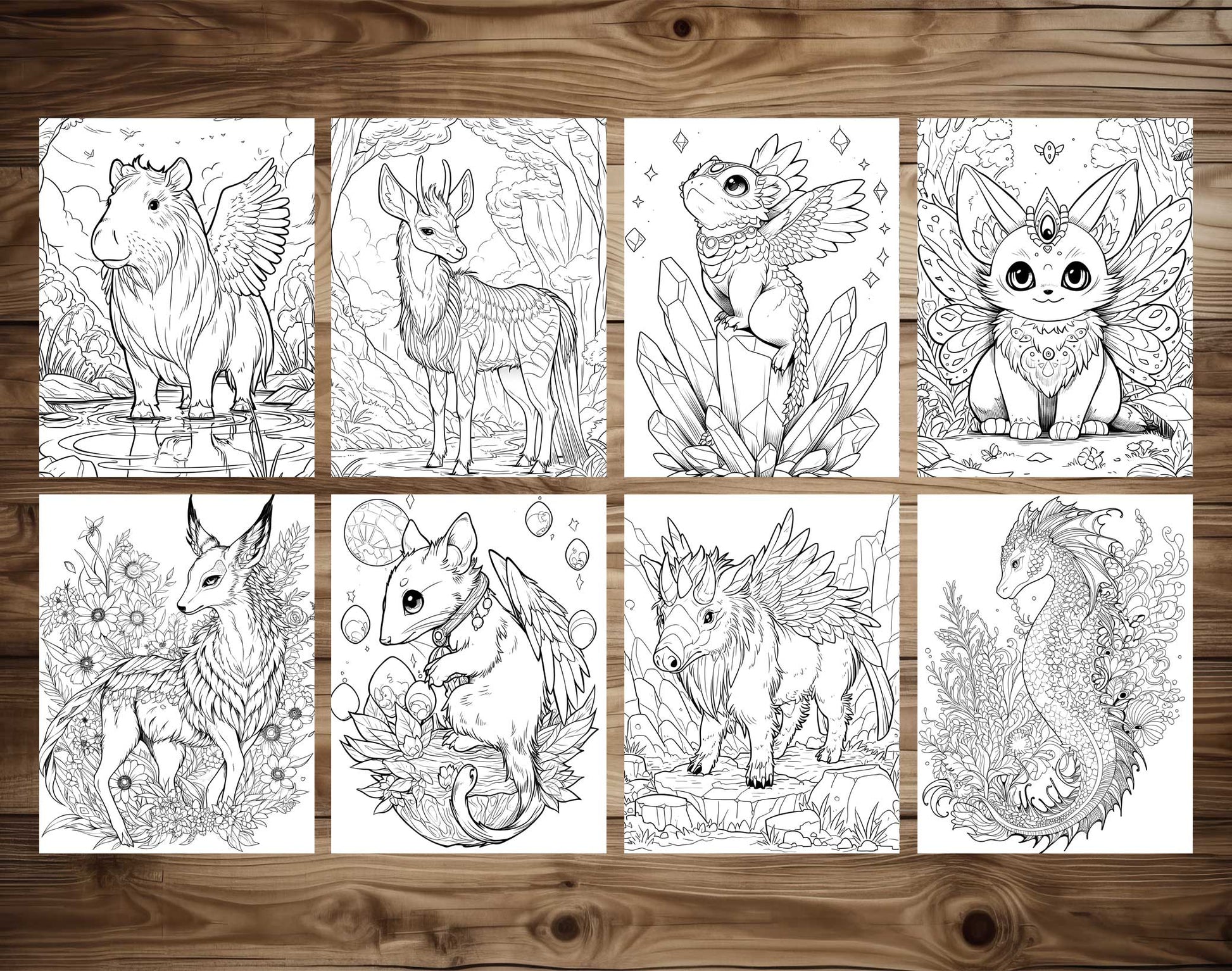 70 Fairy Animal Coloring Pages - Instant Download - Printable PDF – preview 6