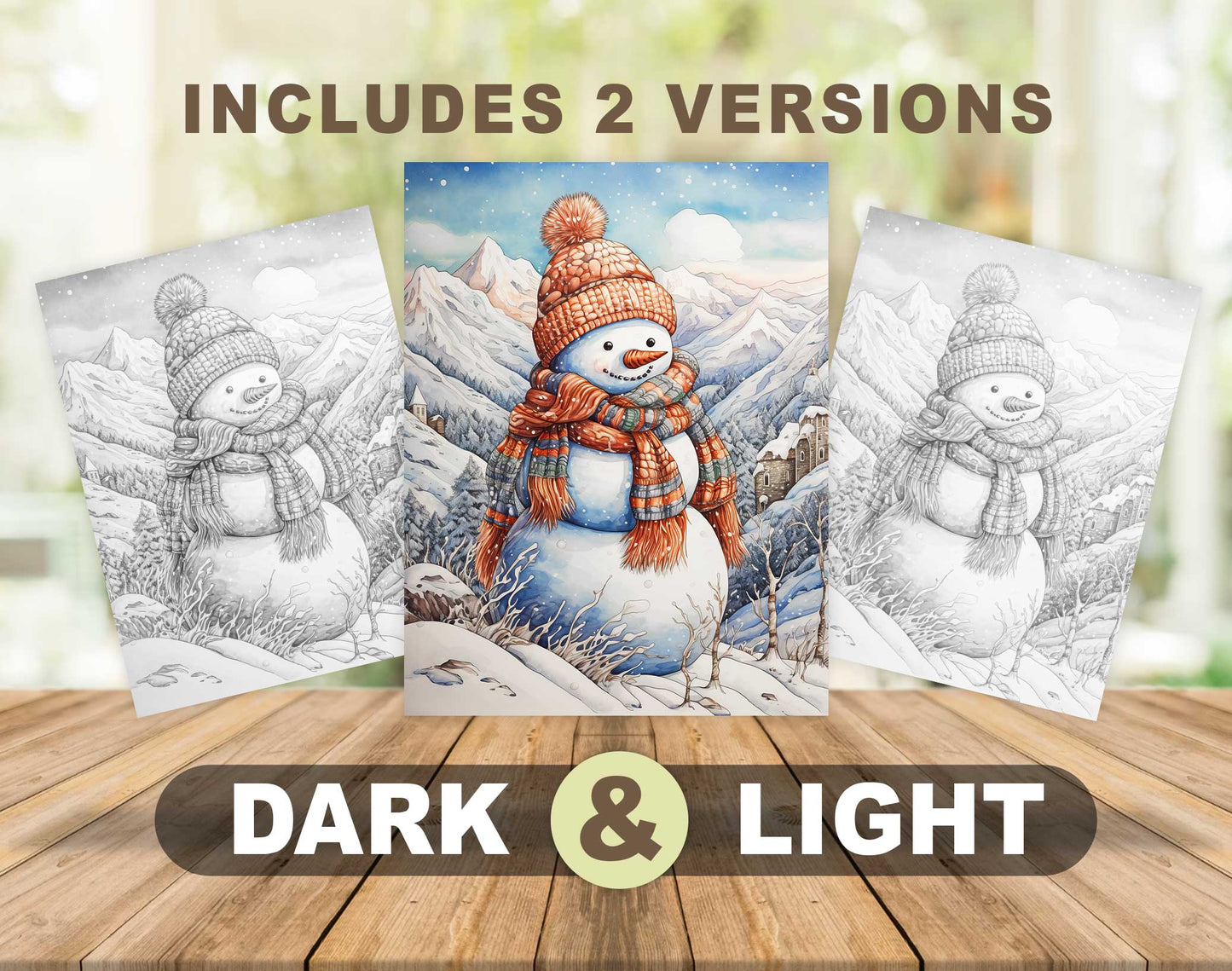 70 Snowman's Adventure Grayscale Coloring Pages - Instant Download - Printable PDF – preview 4