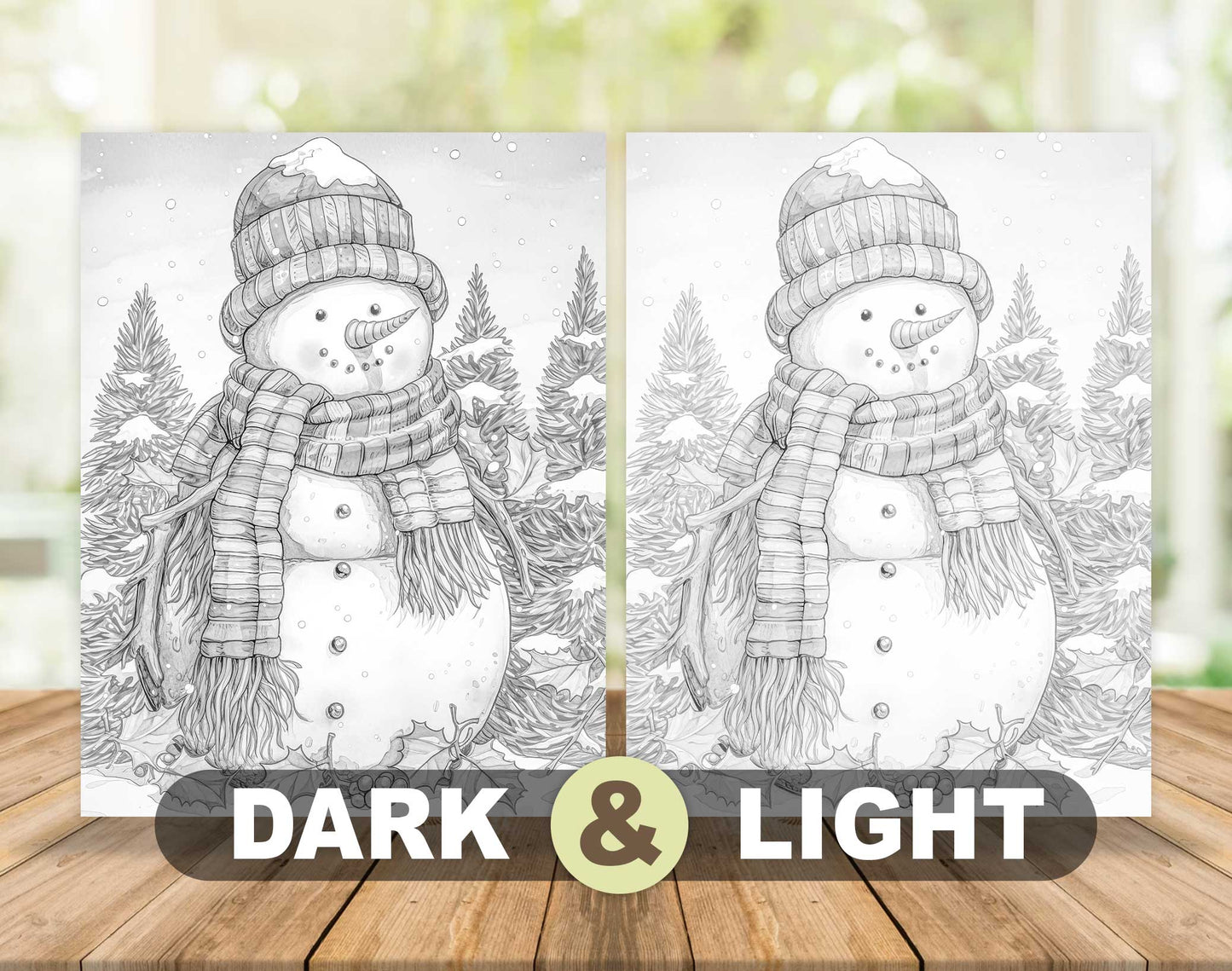 70 Snowman's Adventure Grayscale Coloring Pages - Instant Download - Printable PDF – preview 5