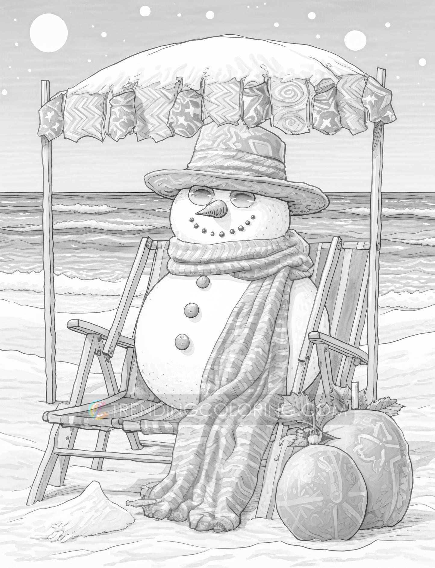 70 Snowman's Adventure Grayscale Coloring Pages - Instant Download - Printable PDF – preview 8