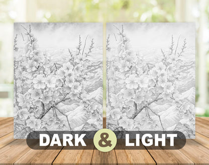 70 Winter Flower Grayscale Coloring Pages - Instant Download - Printable PDF Dark/Light – preview 5