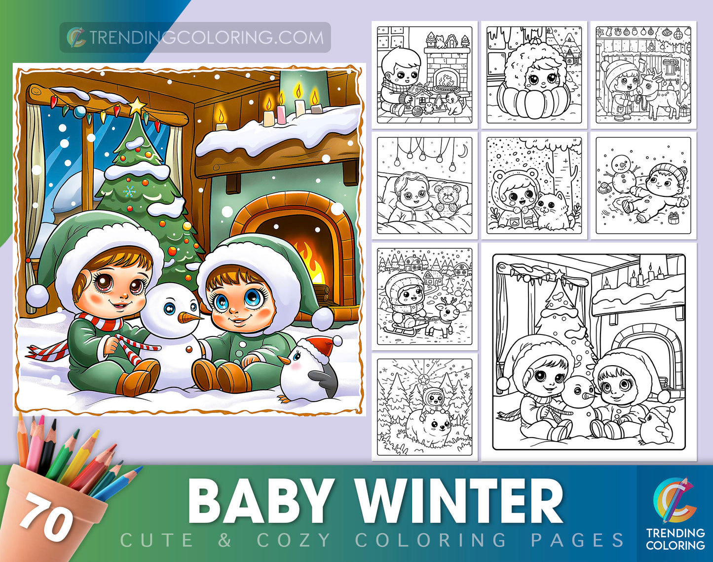 70 Baby Winter Cute & Cozy Coloring Pages