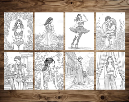 75 Fashion Through Ages Coloring Pages - Instant Download - Printable PDF – preview 6