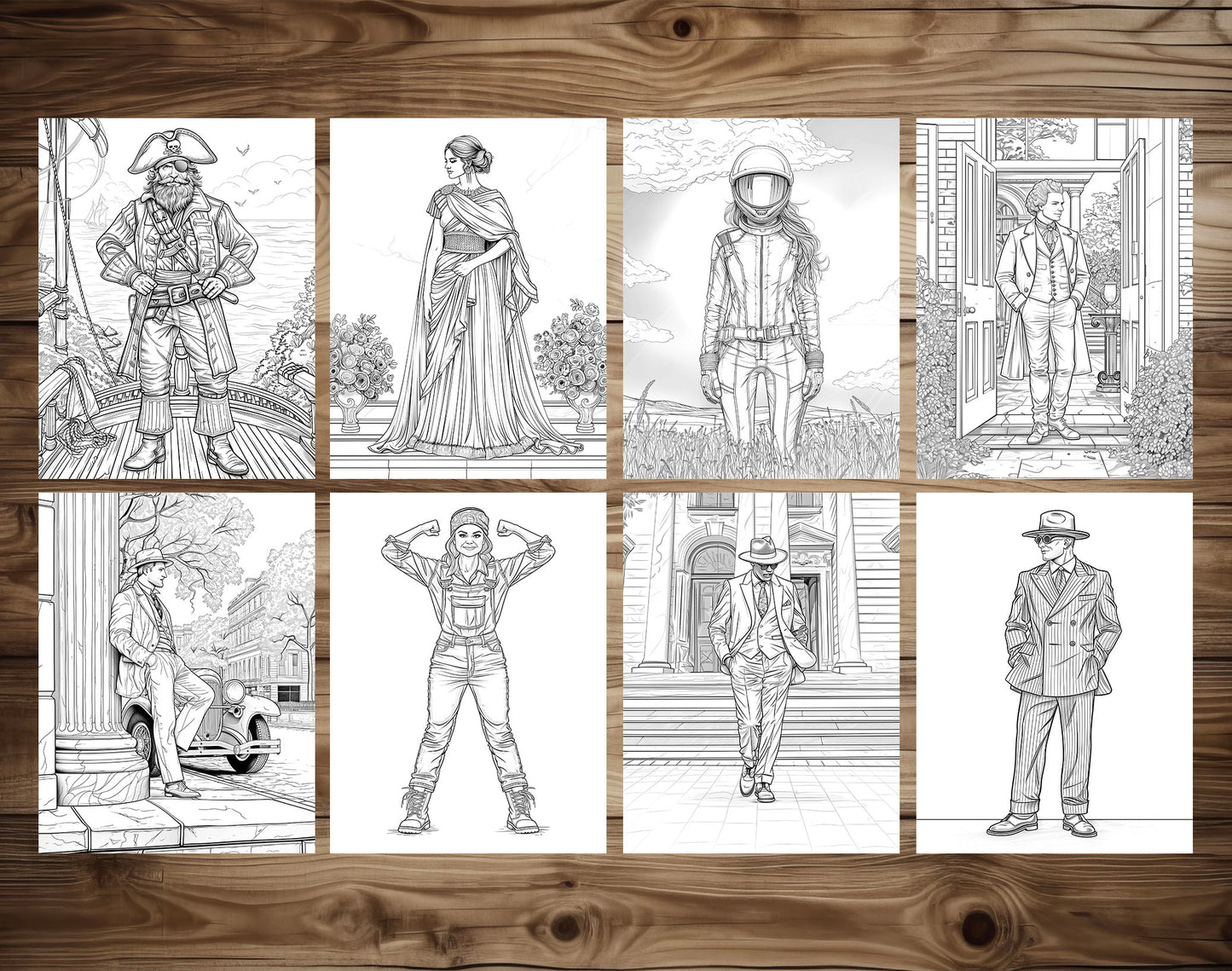 75 Fashion Through Ages Coloring Pages - Instant Download - Printable PDF – preview 7