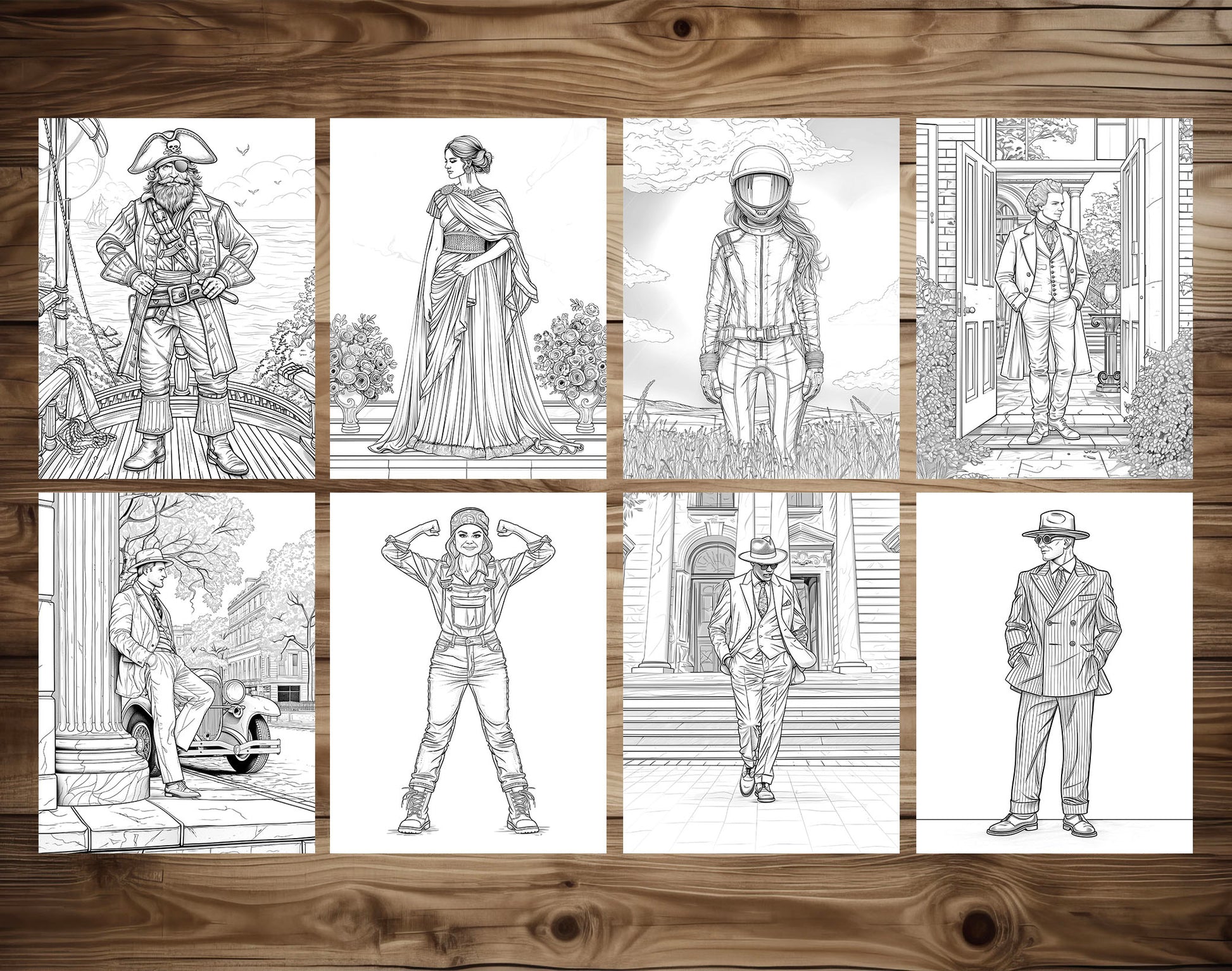 75 Fashion Through Ages Coloring Pages - Instant Download - Printable PDF – preview 7
