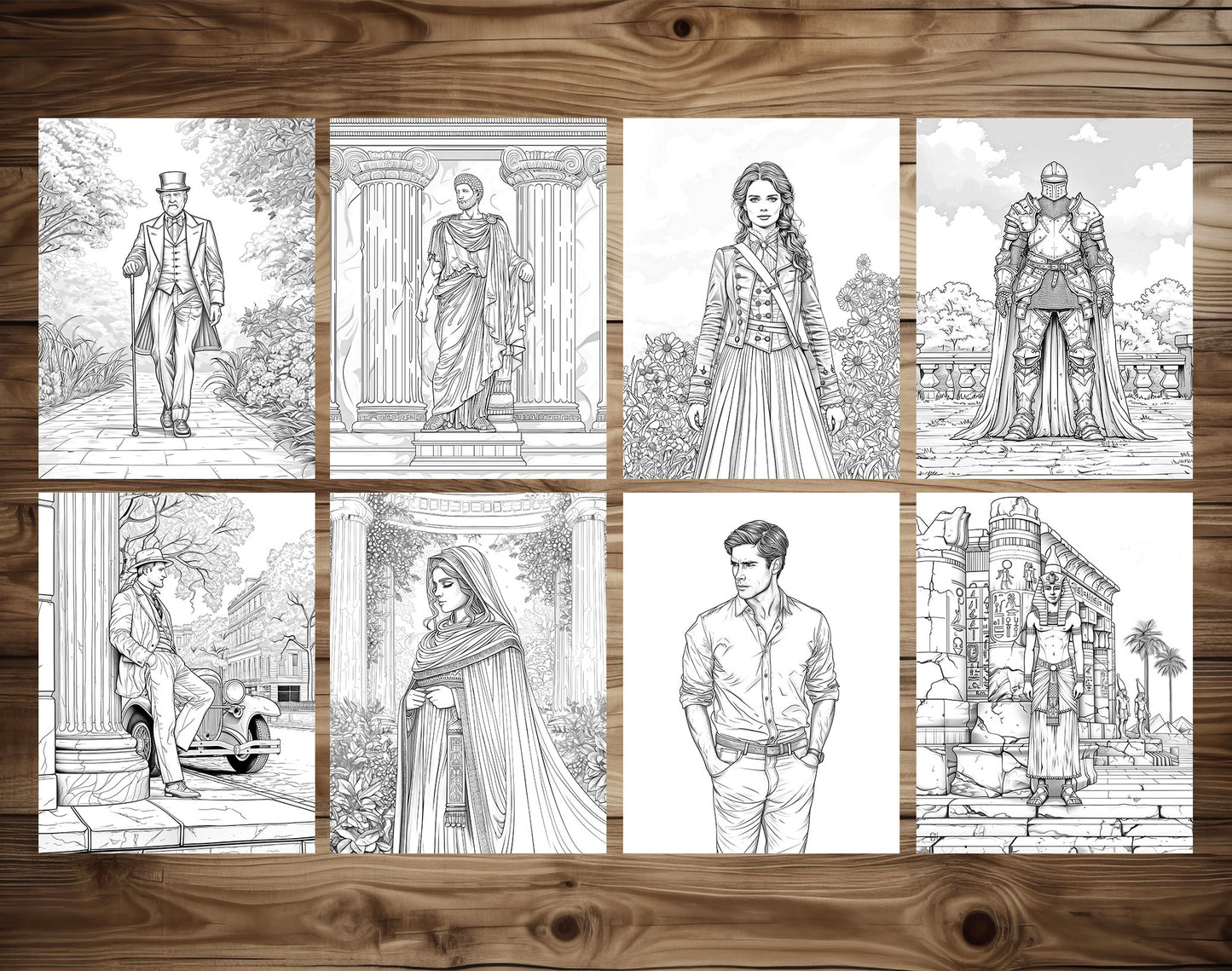 75 Fashion Through Ages Coloring Pages - Instant Download - Printable PDF – preview 8
