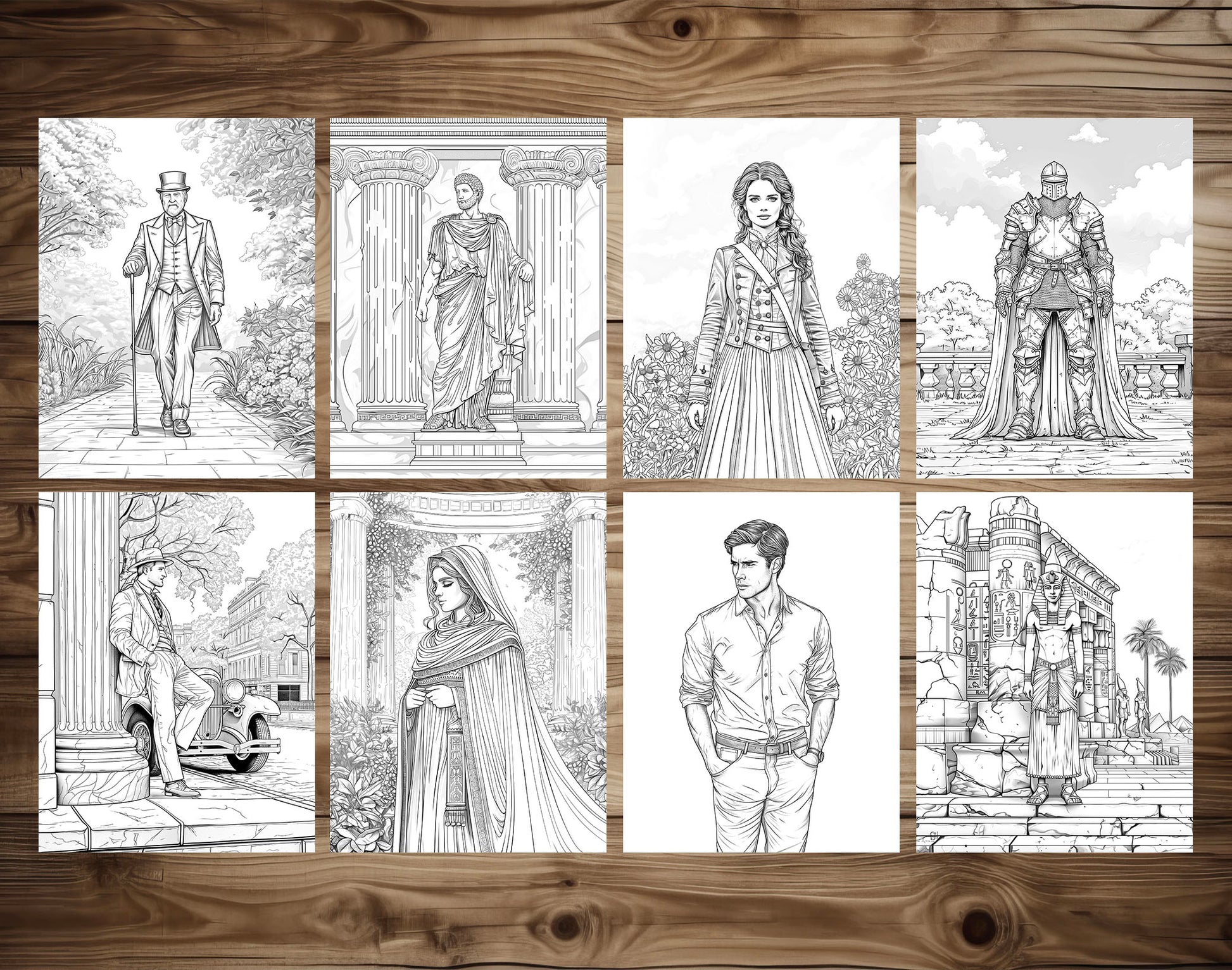 75 Fashion Through Ages Coloring Pages - Instant Download - Printable PDF – preview 8