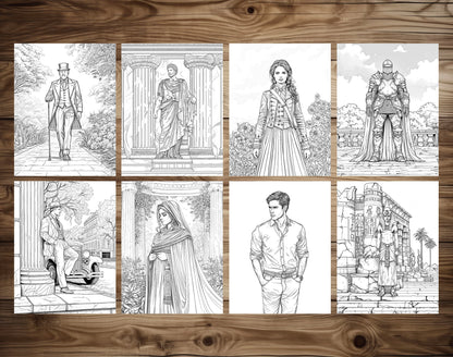 75 Fashion Through Ages Coloring Pages - Instant Download - Printable PDF – preview 8