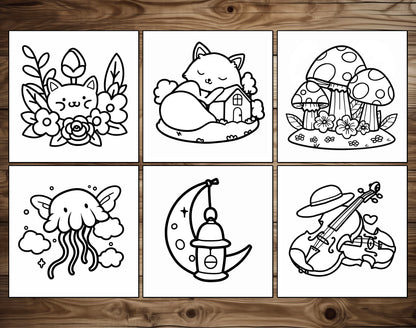 75 Relaxation Therapy Mindfulness Inspired Bold & Easy Coloring Pages - PDF Download – preview 4