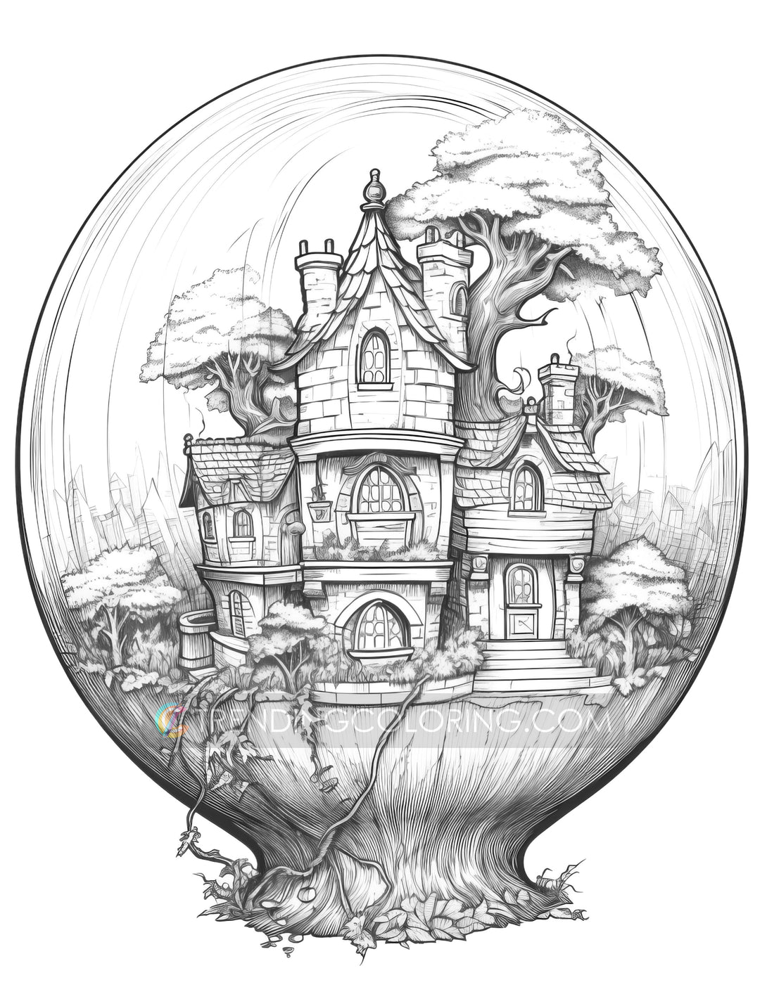 Ink Tracing : Reverse Fantasy Fairy Homes Coloring Book for Adults: Follow  the White Lines and Unleash Your Creative Journey in this Magical Reverse   by COLORFUL MIND STUDIO