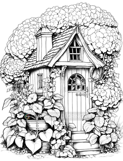 101 Enchanted Fairy House Coloring Pages - Instant Download - Printable