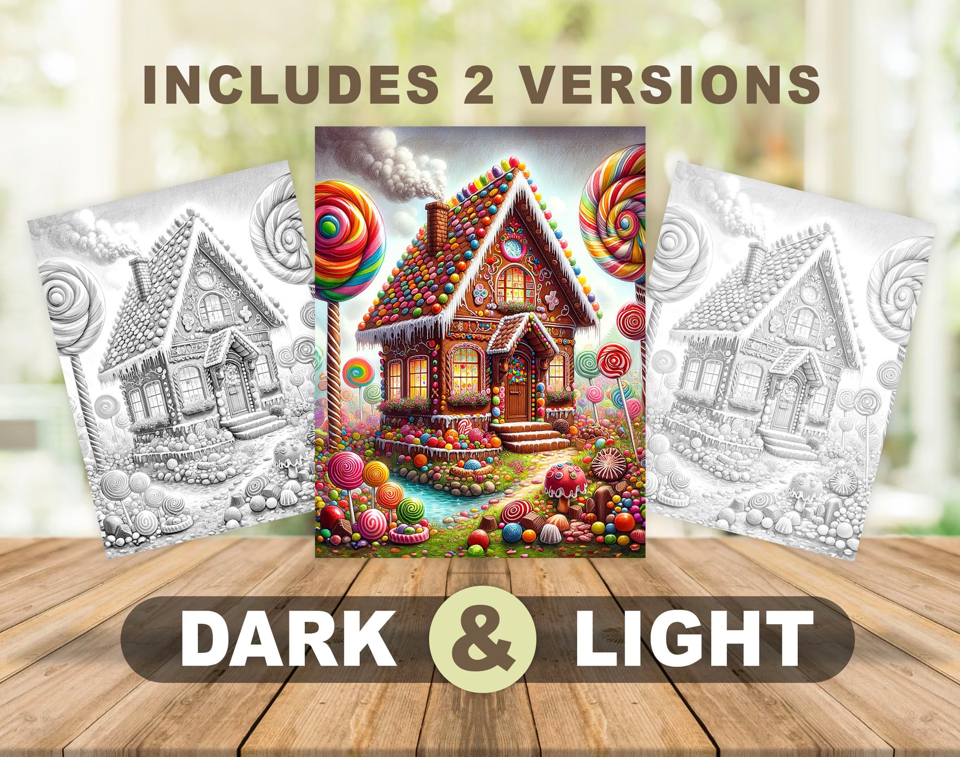 80 Fantasy Fairy Homes Grayscale Coloring Pages - Instant Download - Printable PDF Dark/Light – preview 4