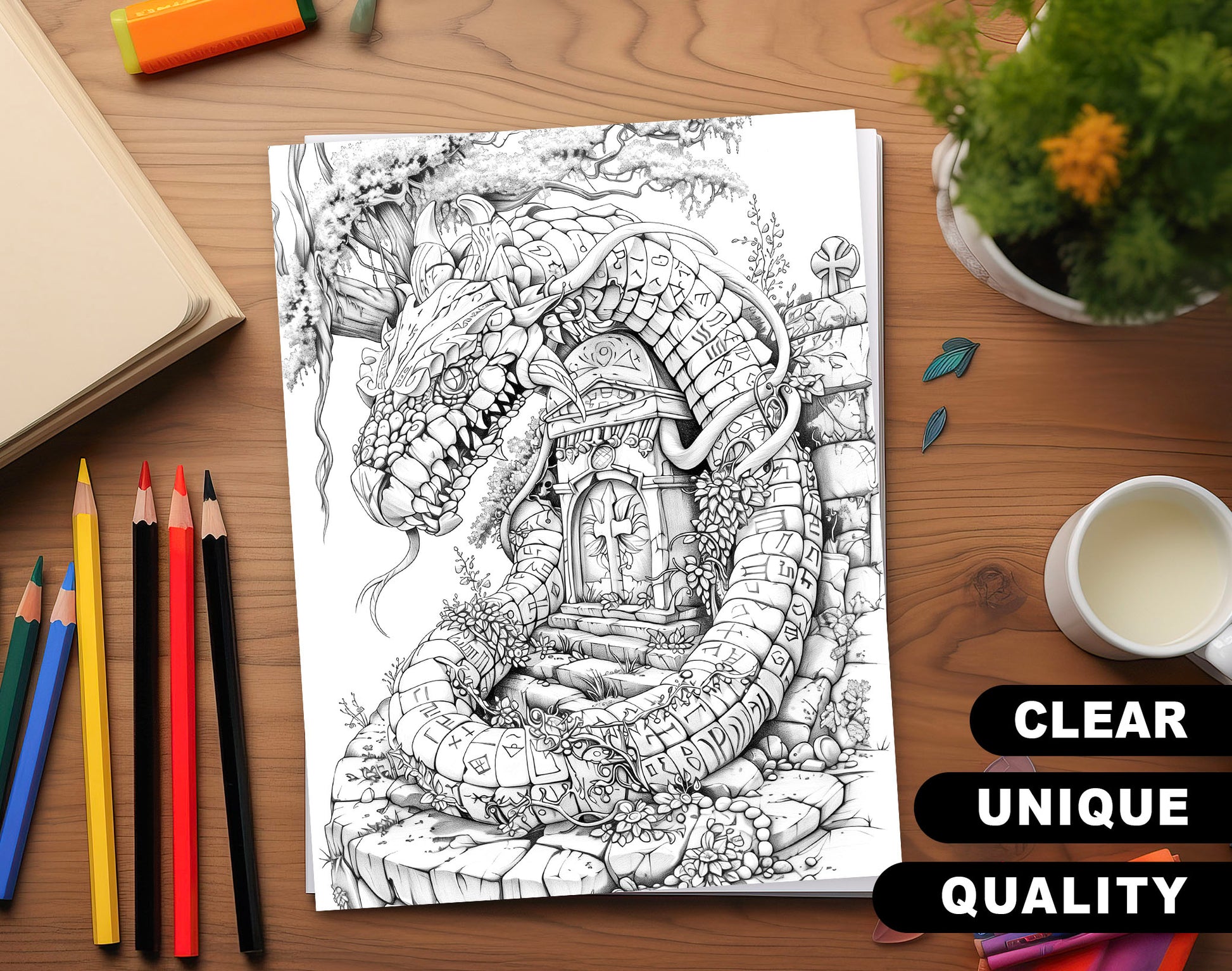 80 Gothic Wonderland Coloring Pages - Instant Download - Printable PDF – preview 3