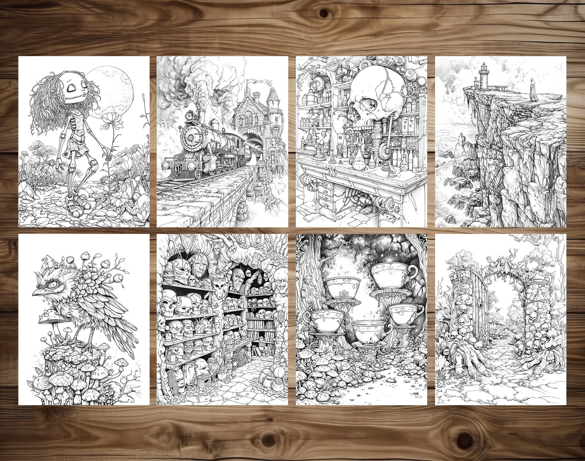 80 Gothic Wonderland Coloring Pages - Instant Download - Printable PDF – preview 5