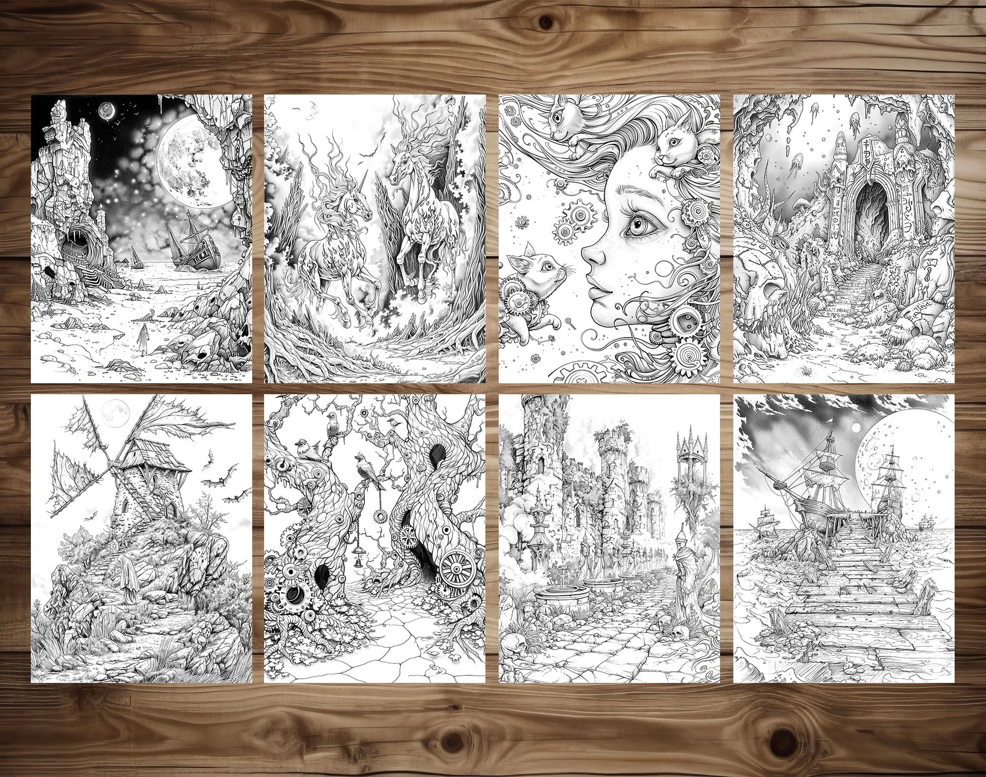 80 Gothic Wonderland Coloring Pages - Instant Download - Printable PDF – preview 6