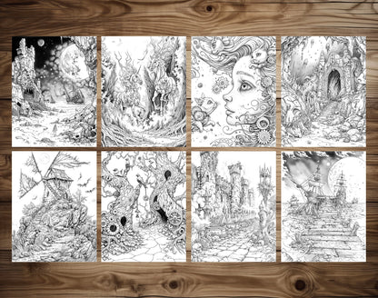80 Gothic Wonderland Coloring Pages - Instant Download - Printable PDF – preview 6