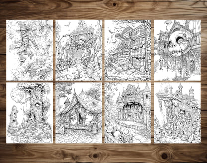 80 Gothic Wonderland Coloring Pages - Instant Download - Printable PDF – preview 7