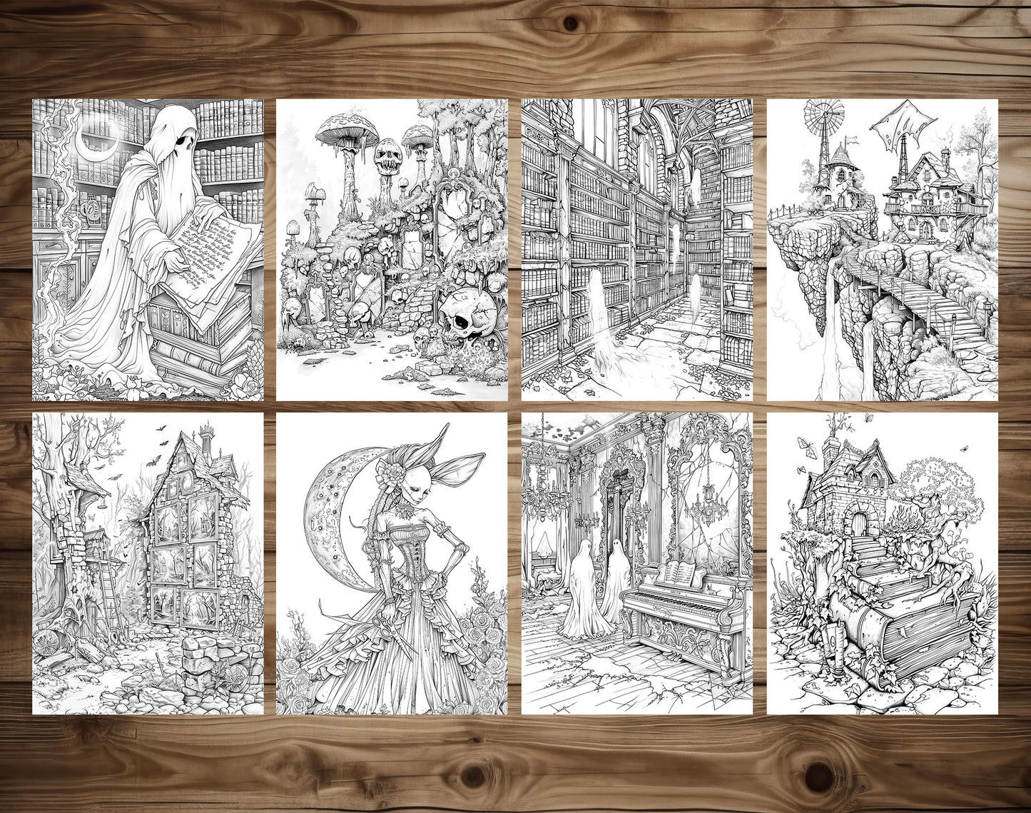 80 Gothic Wonderland Coloring Pages - Instant Download - Printable PDF – preview 8