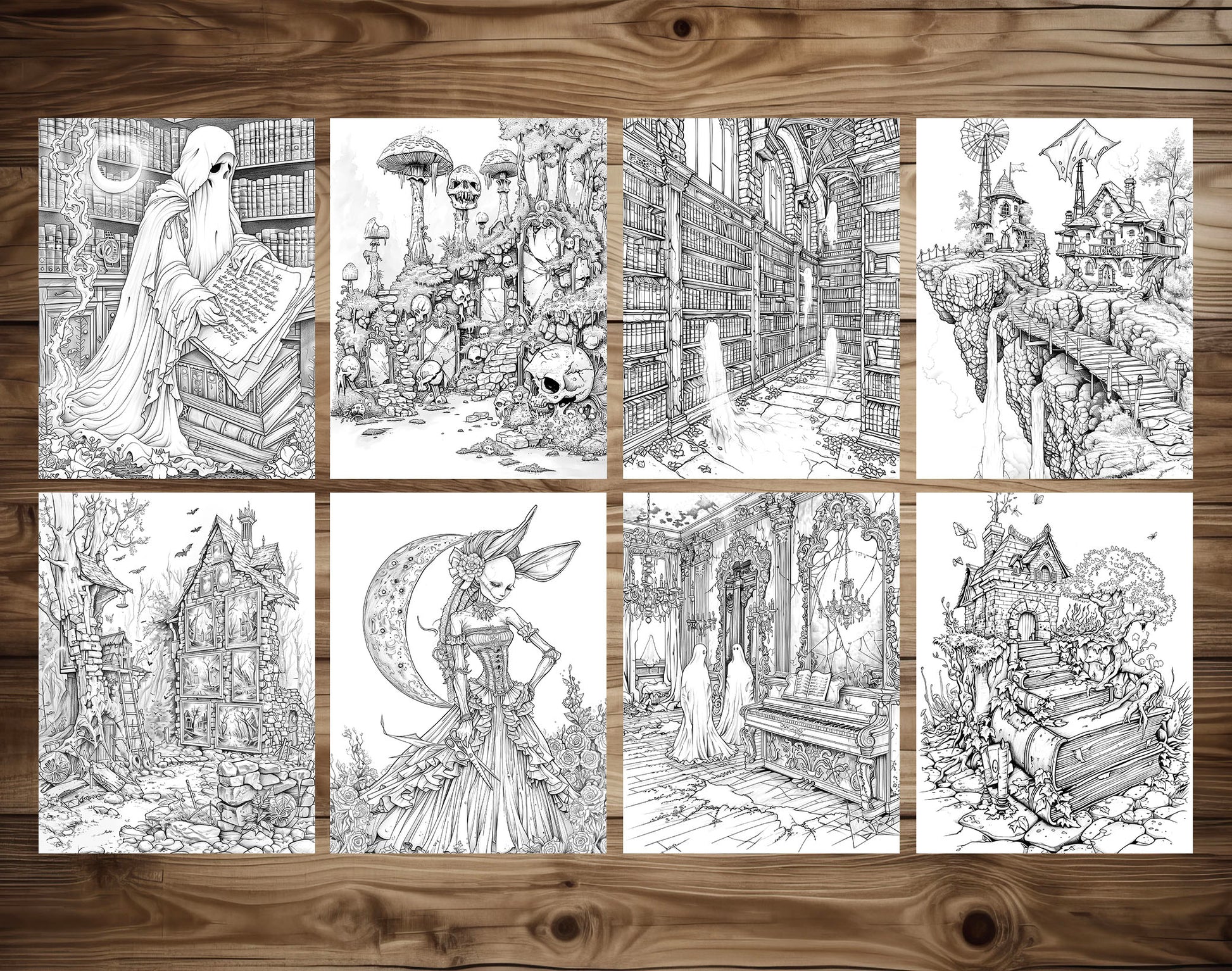 80 Gothic Wonderland Coloring Pages - Instant Download - Printable PDF – preview 8