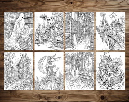 80 Gothic Wonderland Coloring Pages - Instant Download - Printable PDF – preview 8
