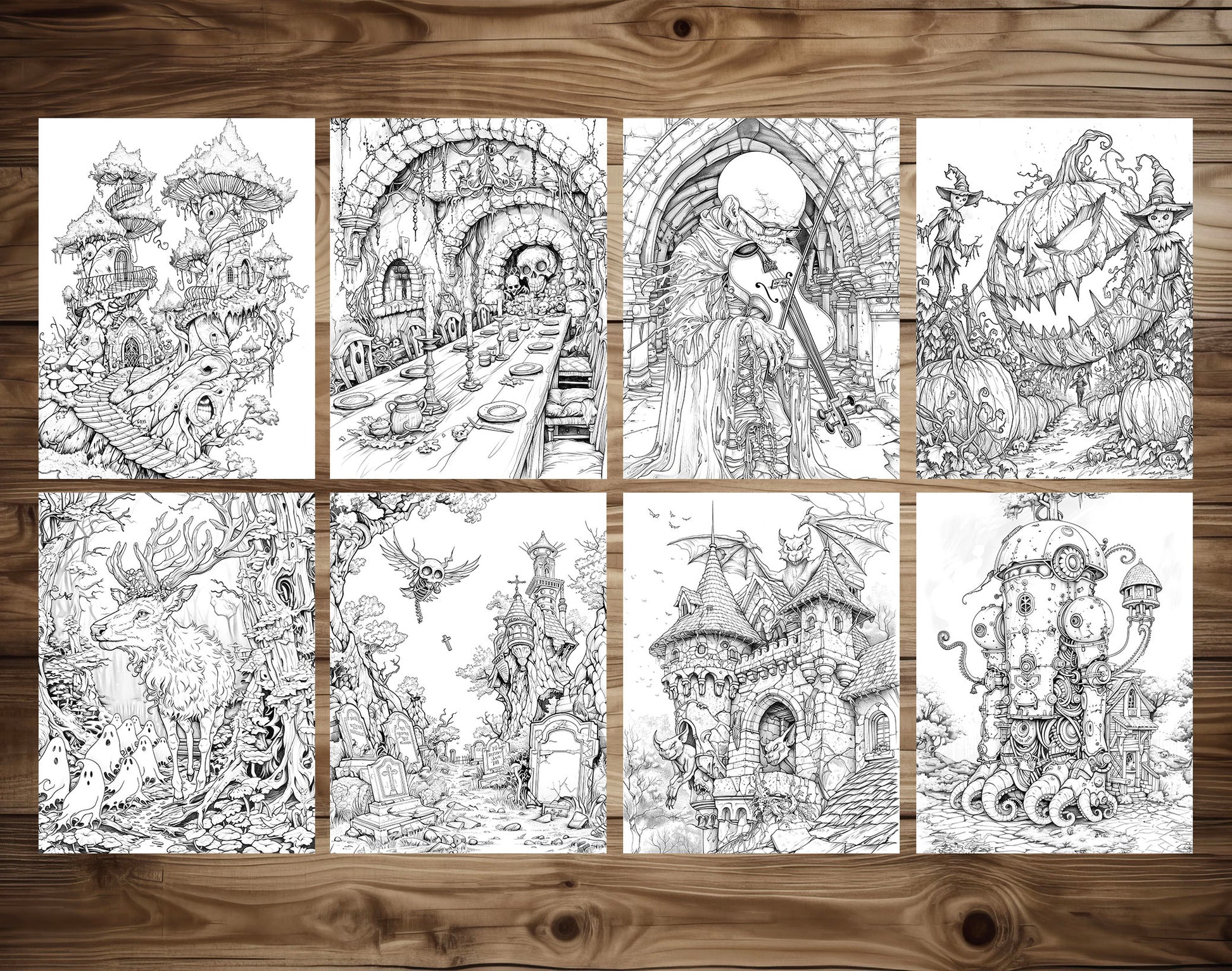80 Gothic Wonderland Coloring Pages - Instant Download - Printable PDF – preview 9