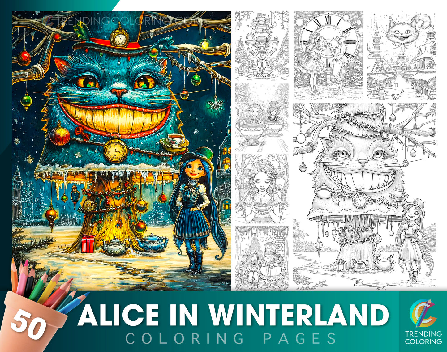 50 Alice in Winterland Coloring Pages